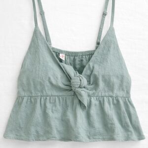 ROMWE Sage Green Knotted Crop Top